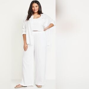 Old Navy High-Waisted Crinkle Gauze Cotton Super Wide-Leg Pants